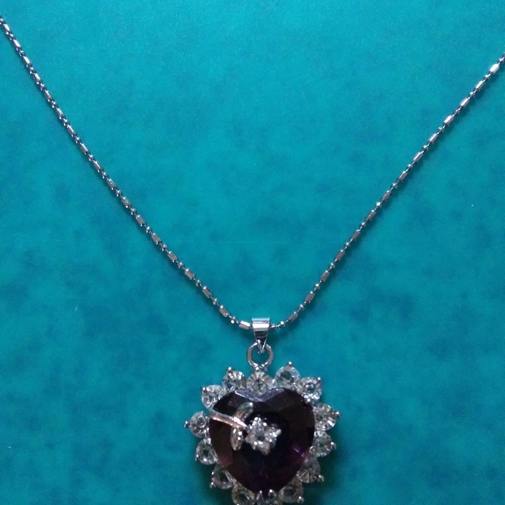 Simulated Alexandrite and Diamonique Necklace